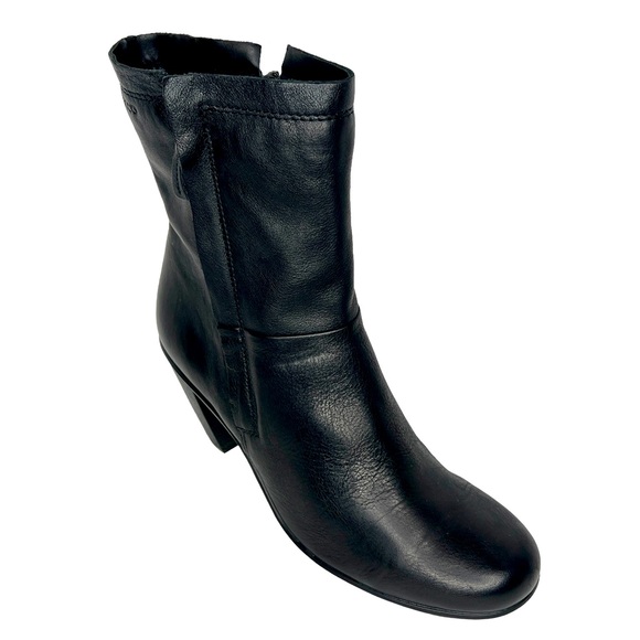 Ecco Shoes - Ecco Black Double Zip Round Toe Mid Calf Leather Boots Size 40 EU / 9 -9.5 US